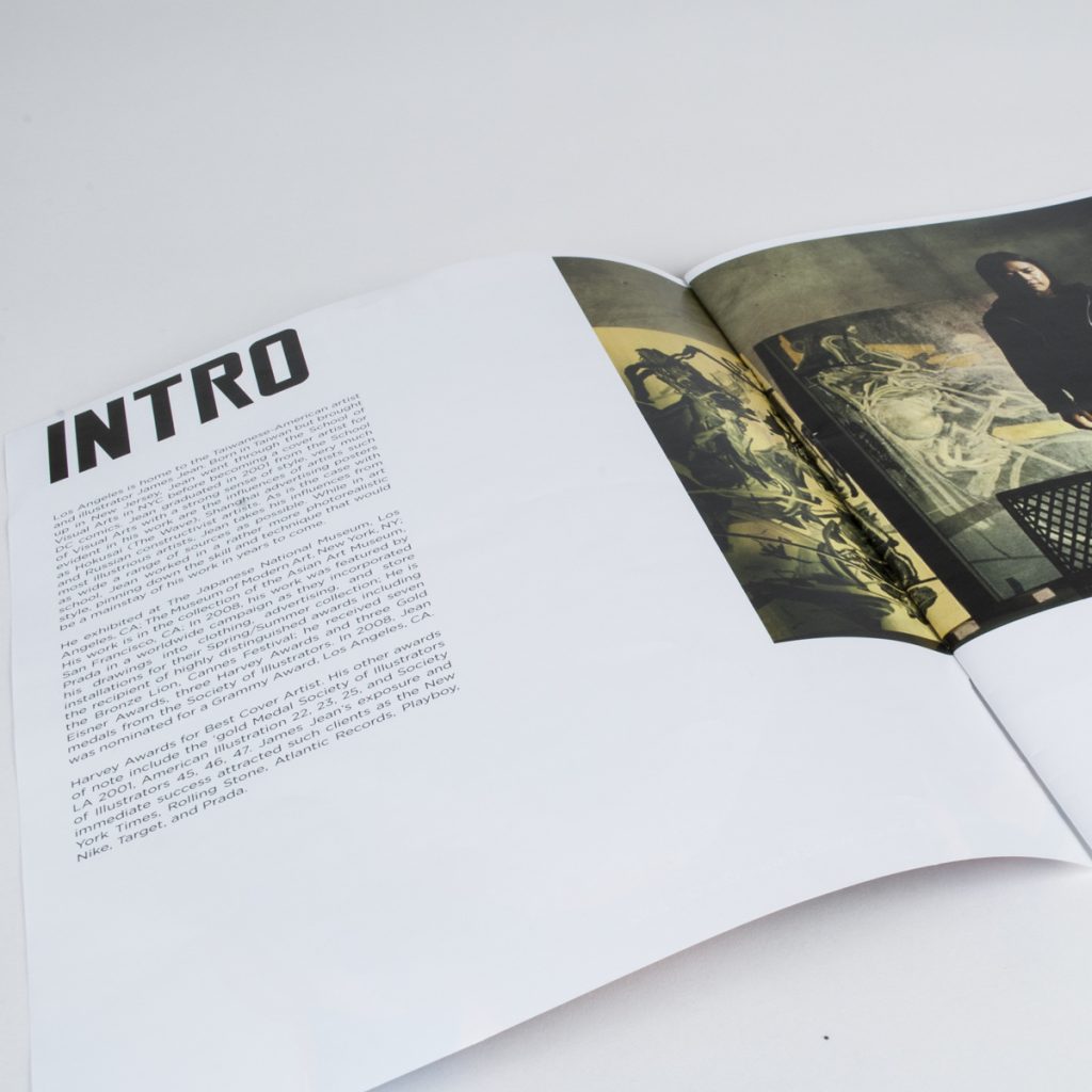 A page of the James Jean artist booklet - designed by Topaz Torres
